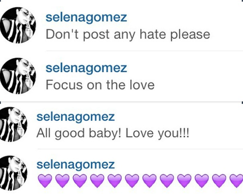 selena gomez tell her fan focus on the love