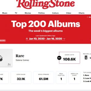 21 Января новый альбом Селены «Rare» дебютирует #1 в чарте Rolling Stones, а Lose You To Love Me #1 на радио в США
