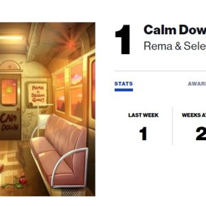 14 Сентября: Calm Down remix дебютирует в Billboard Hot 100 и остается на 1 месте в чарте US Afrobeats Songs